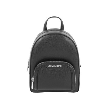 Michael Kors Jaycee 銀字荔枝皮革拉鍊口袋迷你後背包(黑色)