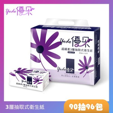 Yodo優朵超細柔3層抽取式花紋衛生紙90抽x48包/箱X2