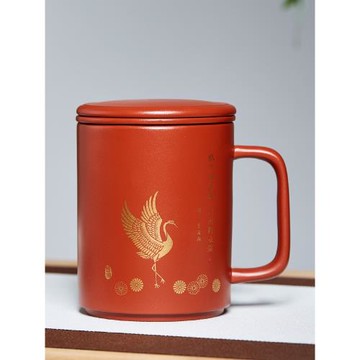 尊壺宜興紫砂杯純全手工泡茶杯子內膽茶水分離過濾男帶把蓋杯茶具