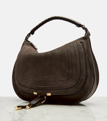 Chloé Marcie leather-trimmed suede shoulder bag