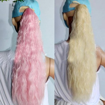 PS MALL綁式緞帶彩色玉米燙馬尾 2入