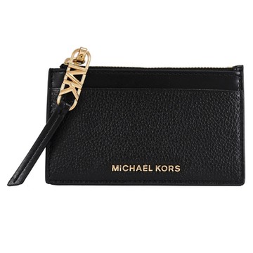 MICHAEL KORS EMPIRE 金屬LOGO卡片零錢包(黑金)