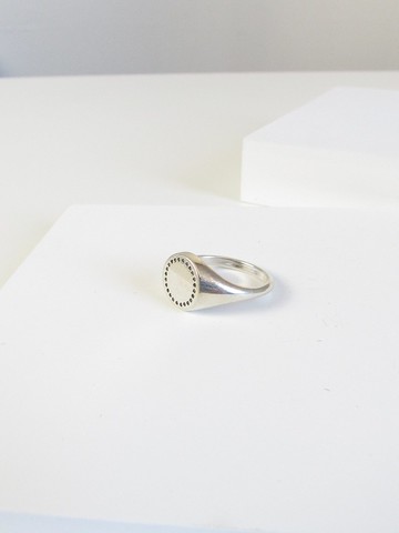 復古 Pandora 圓形鋯石銀圖章戒指