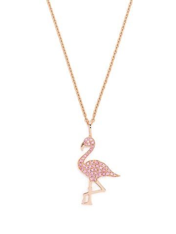 CADA - 18kt rose gold flamingo diamond and sapphire pendant necklace - women - 18kt Rose Gold/White Diamond/Pink Sapphire - One Size