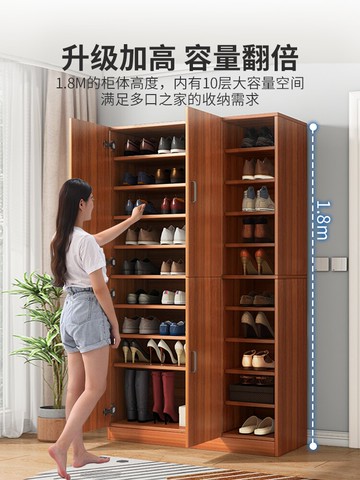 大容量鞋柜家用進門口外實木色高立式簡約現代陽臺玄關門廳儲物柜