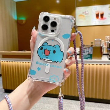猫虫咖波 四角防摔 無綫充電磁吸 iphone 18 17 16 15 14 13 12 11 手機殼 防摔
