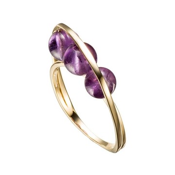 紫水晶戒指 紫色珠寶黃金戒指 清新金飾女戒 訂婚戒指 紫晶金戒指