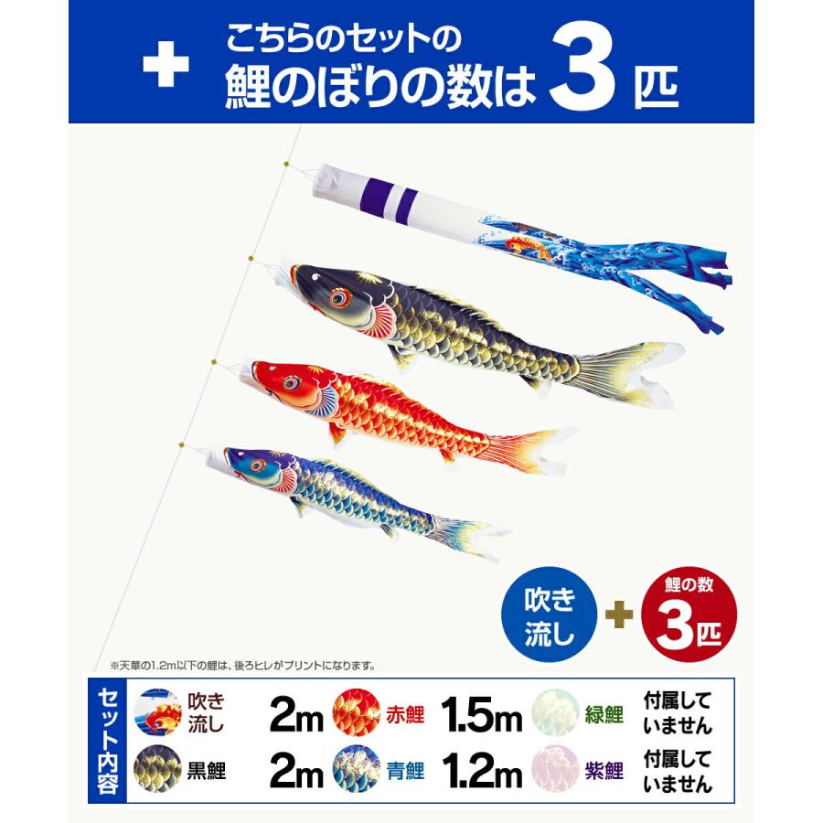 鯉のぼり ベランダ用 こいのぼり 超撥水パールトーン採用 天華鯉 2m 6点セット 庭園 ベランダ 兼用 ガーデンベランダセット スタンド付属