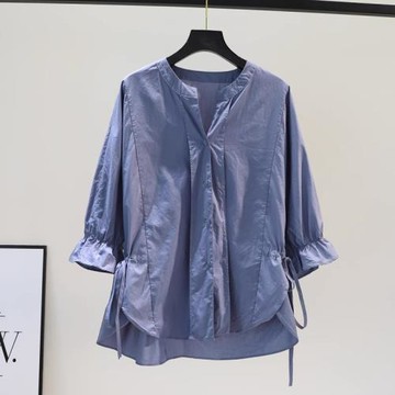 2025新款襯衣設計感小眾遮肚子襯衫女胖妹妹七分袖別致休閑上衣潮