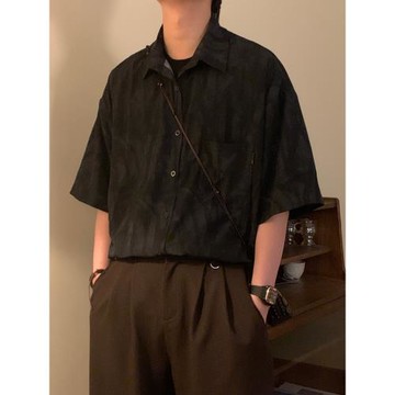 NAGAWL2025夏季新款美式復古寬松潮牌高街高級感短袖襯衫上衣男女