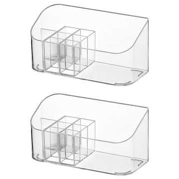 iSFun 簡約透視 可拆分隔桌上化妝品 文具收納盒  透明色  2個