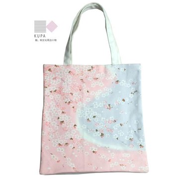 【酷帕】女帆布袋 純棉櫻花 單肩手提拎包唯美文藝范環保 購物袋