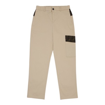 FENDI Kids 卡其色休閒長褲