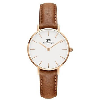 【Daniel Wellington】Petite Durham 28mm淺棕色真皮皮革錶(DW00100228)
