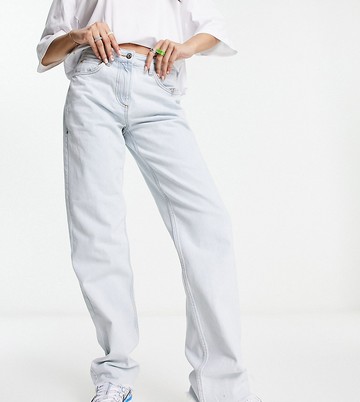 COLLUSION extreme puddle straight leg jeans in light blue