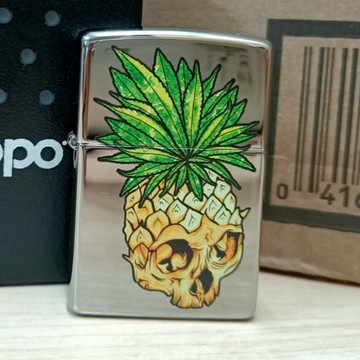 【現貨】美國 Zippo 打火機 正品 Leaf Skull Pineapple----鳳梨骷髏打火機(型號49241)