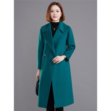 高級感紅色雙面絨羊毛大衣女2024新款秋冬裝氣質中長款毛呢子外套