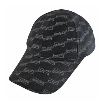 BALENCIAGA 巴黎世家 704104 滿版LOGO棉質棒球帽.黑色