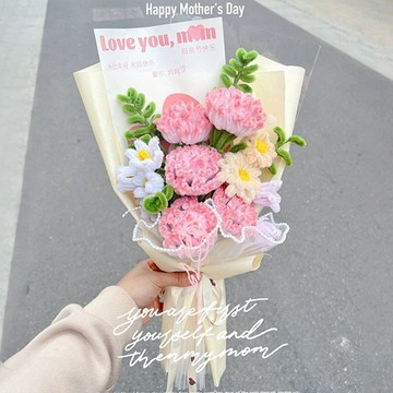 台灣出貨🚚 康乃馨扭扭棒花束 母親節送媽媽 送女神送女朋友 生日禮 diy手作材料 手作材料包 交換禮物 DIY材料包