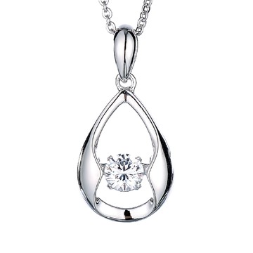 Crossfor 日本主鑽 Dancing Stone系列 925純銀懸浮閃動項鍊  銀色  1 x 2.2cm(主鑽0.4cm)