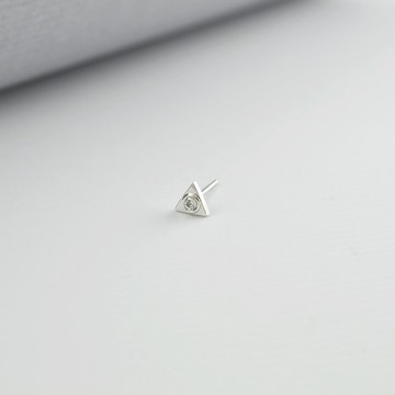 三角形CZ石耳環(單只) 925純銀