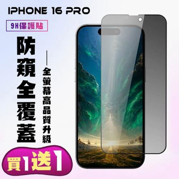 買一送一 IPhone 16 PRO 鋼化膜滿版黑框防窺手機保護膜