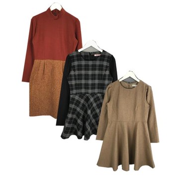 日系秋冬款復古森系洋裝文藝中長裙法式簡約風毛呢連衣裙