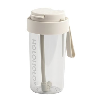 HOLOHOLO JUMP CUP 吸管杯 Tritan杯身 食品級PP杯蓋 矽膠圈 帶提繩  白色  600ml  1個