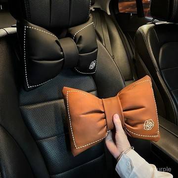 汽車頭枕護頸枕四季通用車載座椅腰靠套裝夏季山茶花納帕皮靠枕女 ETJV