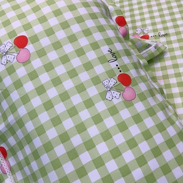 臺灣/🌸枕套 枕頭套 純棉枕套 冰絲枕套一對ins田園風枕套48*74宿舍學生宿舍水洗格子清倉通用小綠格