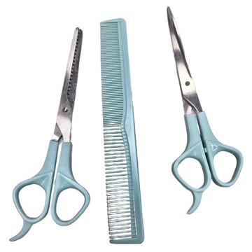 STAR KING 星之冠 美髮剪刀3件組 含美髮剪刀 打薄剪刀 理髮梳  綠色  1組