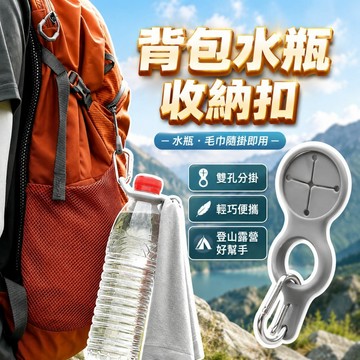 【台灣出貨】背包收納扣｜雙孔掛勾設計｜水瓶毛巾通用吊扣｜適用2.7~3.5cm瓶身｜輕巧便攜背包固定扣