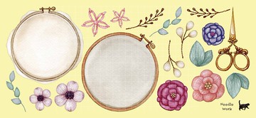 花卉刺繡 - 白色印刷PET (藍獅子) (suyeon)