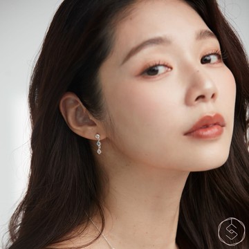 繆思MUSE | 托帕石 白水晶 S925純銀 | 雙色三鑽耳夾