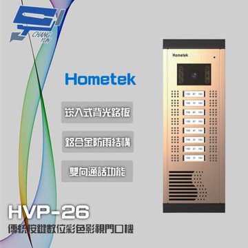 [昌運科技] Hometek HVP-26 16戶 傳統按鍵彩色影視門口機 鋁合金 防雨 雙向通話