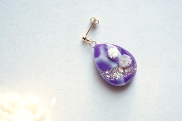 樹脂藝術 滴水耳環・深邃之夜