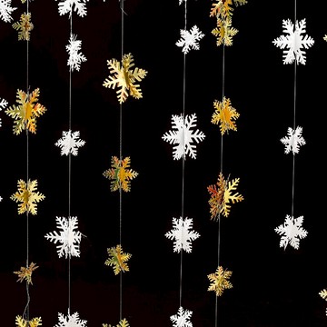 3D立體拉花雪花串 12朵白金卡紙立體雪花片 櫥窗圣誕節裝飾品吊飾