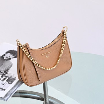 MICHAEL KORS Jet Set Charm 荔枝皮革鍊帶肩背小提包.淺咖