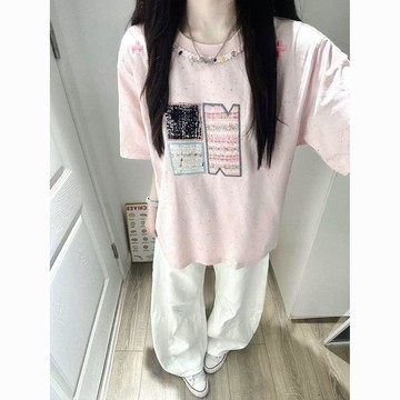【WYZ】狠狠愛住!!【多巴胺刺繡】爆款設計感寬鬆oversize彩點短袖T恤女