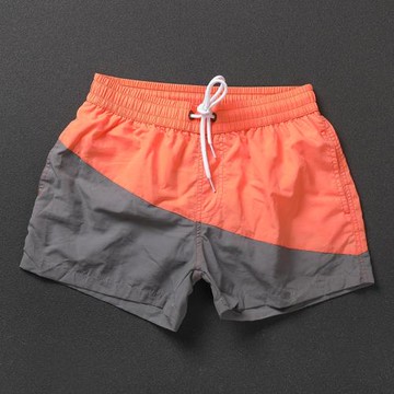 男士休閑短褲夏季撞色灰拼橘色有內襯速干可下水沙灘褲三分褲潮牌