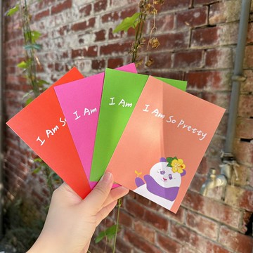 Daily a HA 明信片/卡片 扶桑花系熊貓阿Q I am so pretty 套組