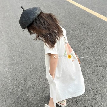 🎀biubiu童裝🎀韓系兒童小清新T恤裙夏裝新款女童短袖連衣裙寶寶公主裙