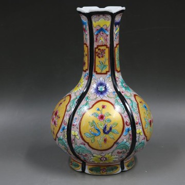 清乾隆年制粉彩描金福壽賞瓶家居裝飾擺件收藏仿古瓷器古董古玩1入
