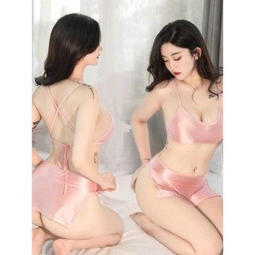 性感緊身包臀高叉短裙女士吊帶胸罩奶罩開叉裙緊身裙套裝睡裙家居