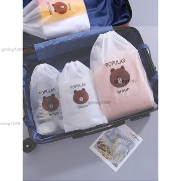 優惠價旅行收納袋抽繩 束口袋 子便攜式衣物內衣防塵袋卡通鞋子防水分裝袋gming1209