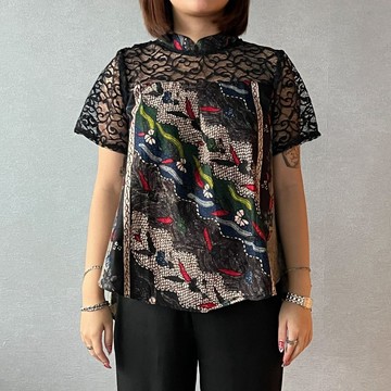 【INBATIC】RENDALA - Batik Laced Top 蕾絲上衣 - Black Vines