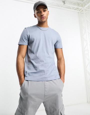 ASOS DESIGN t-shirt with crew neck in washed blue-Grey