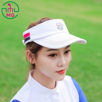 MEETGOLF高爾夫女士刺繡球帽空頂帽子白色遮陽帽