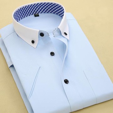 商務短袖男士襯衫修身半袖職業正裝純色白工裝薄款加肥加大碼肥佬
