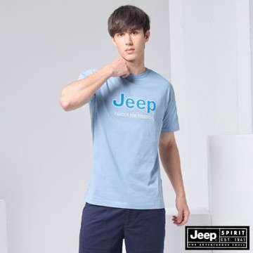 JEEP 男裝 經典立體Logo印花短袖T恤-藍色